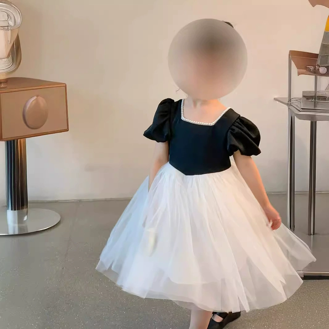 Summer dress, skirt, summer clothing, small princess costume, western style, puff sleeves