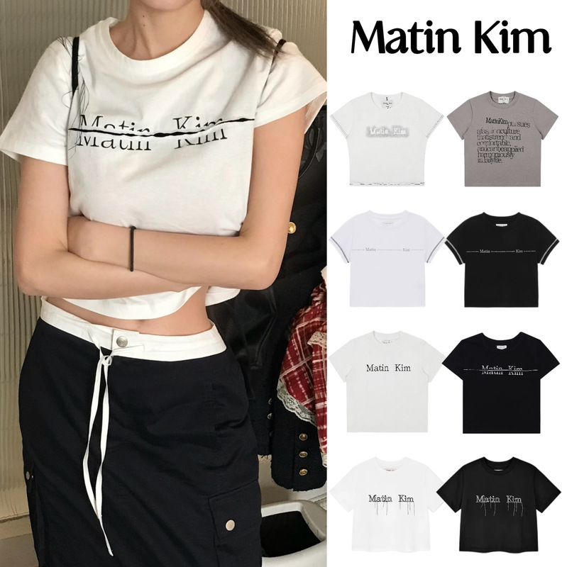 In-Stock Korean Matin Kim Short-Sleeve Letter Print Round Neck Spicy Girl T-Shirt Slim Fit Top for Women Wholesale Trendy In-Stock Korean Matin Kim Short-Sleeve Letter Print Round Neck Spicy Girl T-Shirt Slim Fit Top for Women Wholesale Trendy