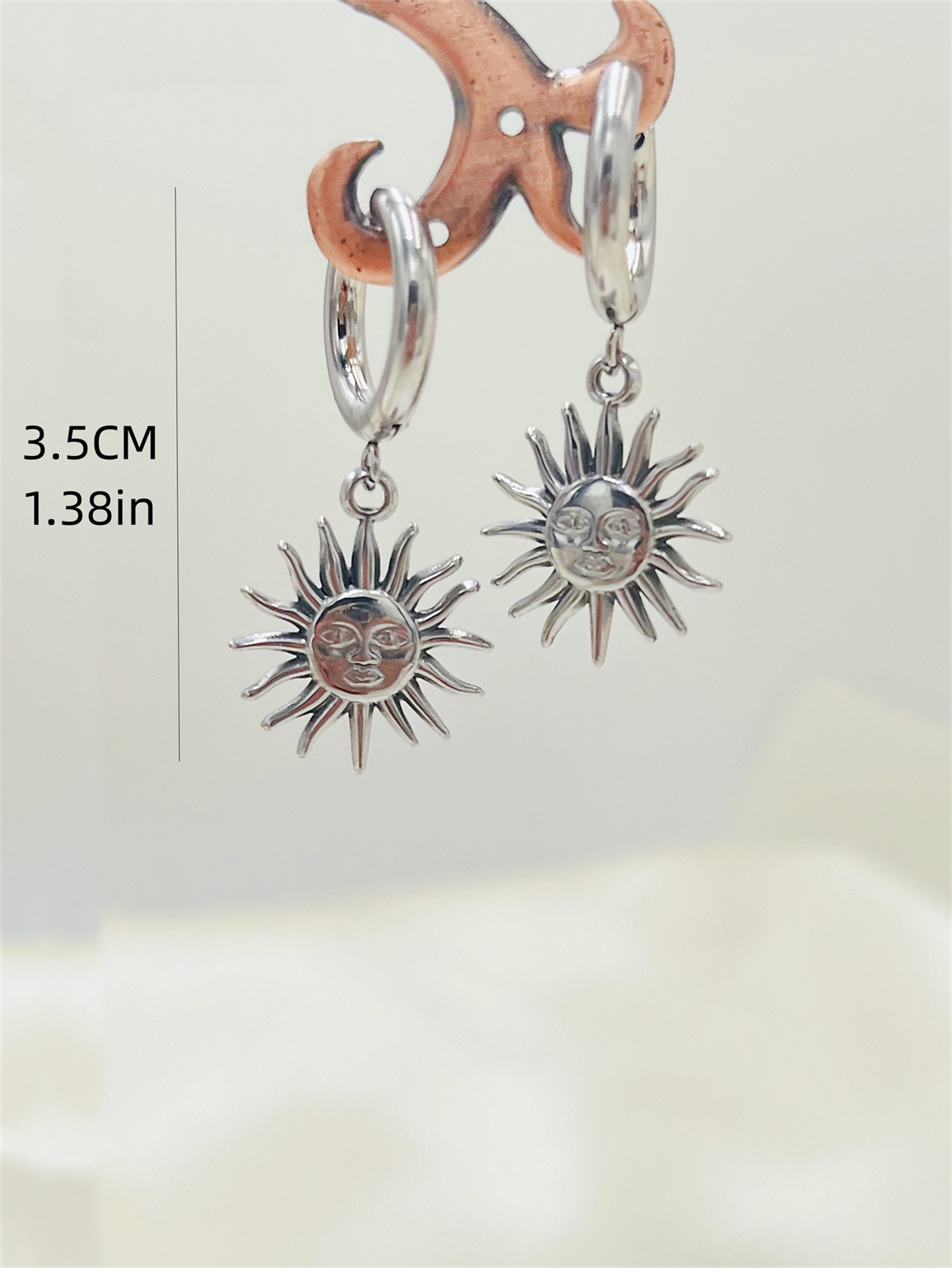 Holiday, Daily Occasion 1 Pair Simple Style Sun 304 Stainless Steel Stainless Steel Earrings
