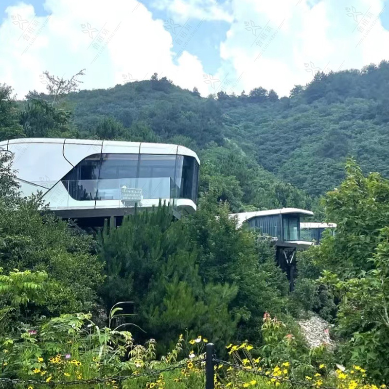 Características de la pradera de la cápsula futura alojamiento residencial de tipo ensamblado características de la casa de contenedores robusta y duradera cápsula espacial famosa alojamiento