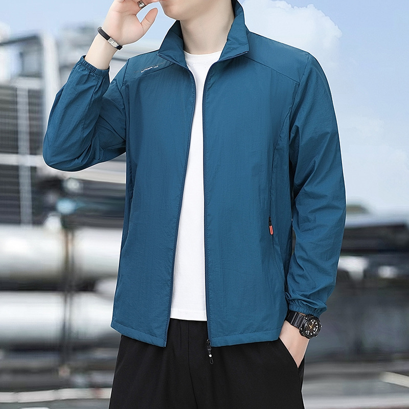 Ice Silk Quick-Drying Sun Protection Clothing for Men, Summer Thin Skin Jacket, Stand-Up Collar Jacket, Breathable Outdoor Sun Protection Clothing for Men
