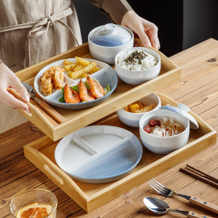 Japanese-style Divided Dinner Plate Ceramic Fat-reducing One-person Tableware Breakfast Plate suit Lunar Meal Divided Dinner Plate