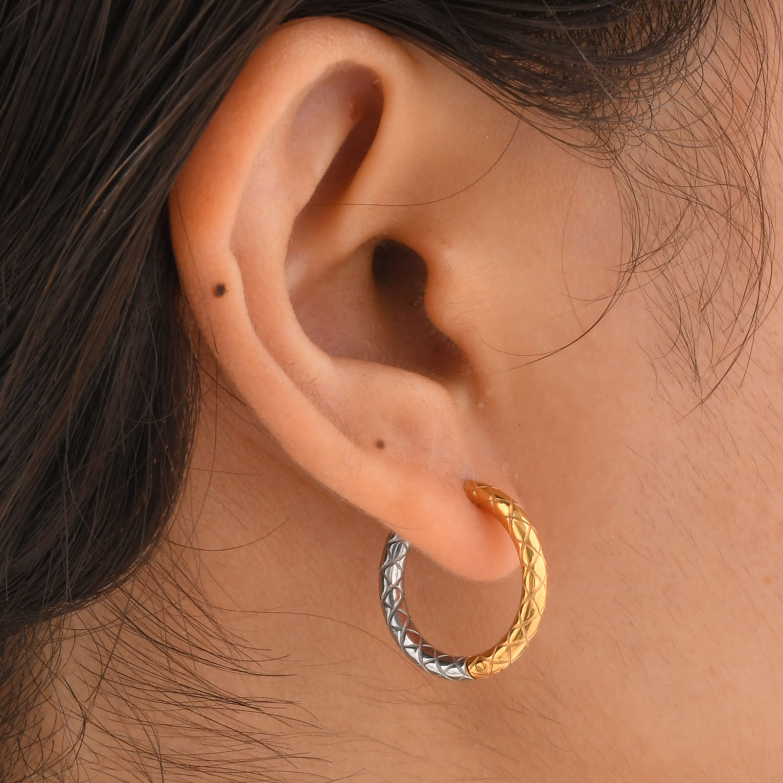 Mixed Metal Design 1 Pair Lady Color Block Mixed Metal 201 Stainless Steel Earrings