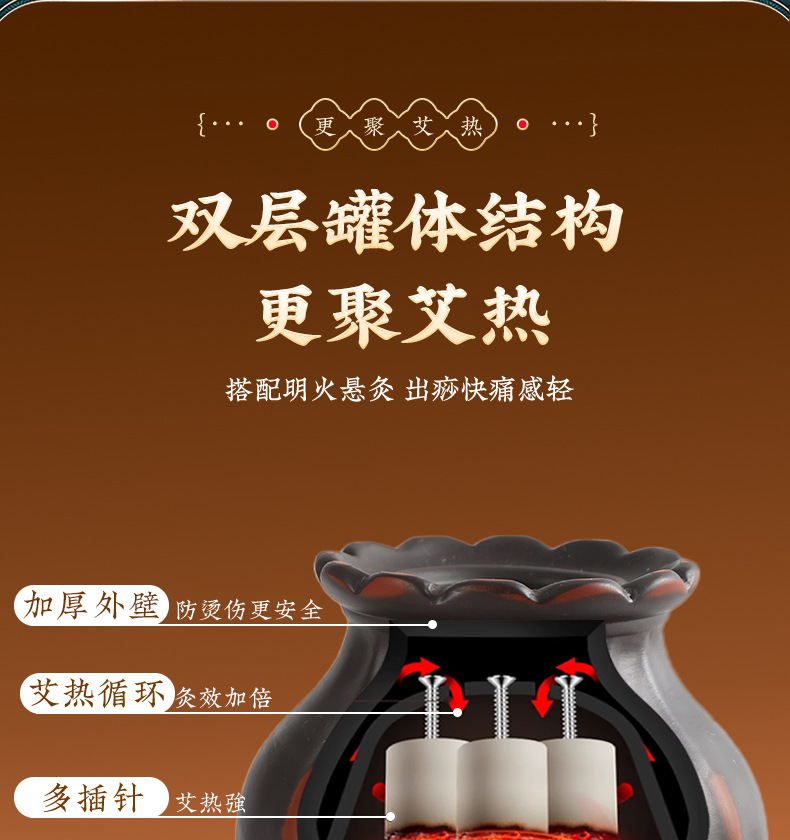 Bian Stone Fire Dragon Cupping Jar Gua Sha Massage Moxibustion Jar with Lotus Rim Heat-Resistant Home Use 365g quality and texture