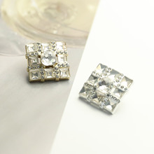 艺森 精致方形镶钻金属纽扣欧美小香衣服扣子西装毛衣马甲装饰扣