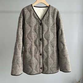 P650758NN 秋冬新款葫芦形羊毛点纱鹅绒外套百搭休闲羽绒服