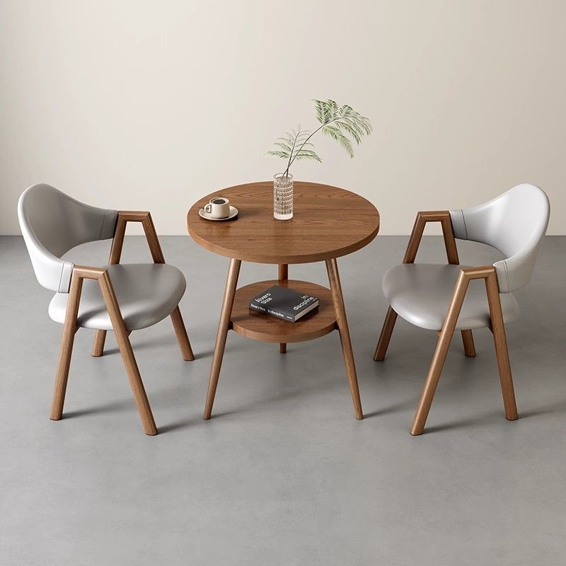 Simple Reception and Negotiation Table and Chair Set for Office, Hotel, Commercial Use, Homestay, Home, Balcony, Tea Table, Double-Layer Small Round Table Simple Reception and Negotiation Table and Chair Set for Office, Hotel, Commercial Use, Homestay, Home, Balcony, Tea Table, Double-Layer Small Round Table