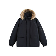 2024冬季新款大毛领派克服男连帽棉服厚棉衣保暖外套男