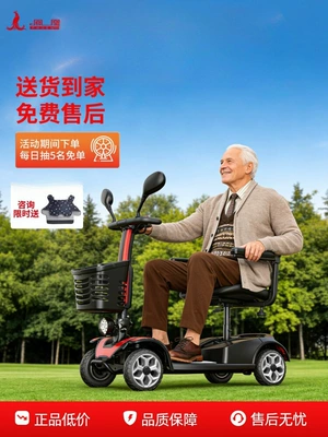 Phoenix elderly mobility scooter, four-wheel electric vehicle for disabled people, two-seater, foldable, safe electric mobility aid for seniors