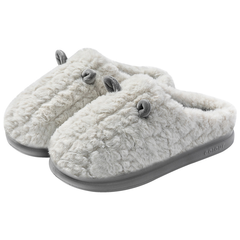 Zapatillas de algodón para hombres otoño y invierno 2026 nuevo interior antideslizante con una base gruesa transpirable de peluche calentamiento de pareja zapatos de algodón image 5