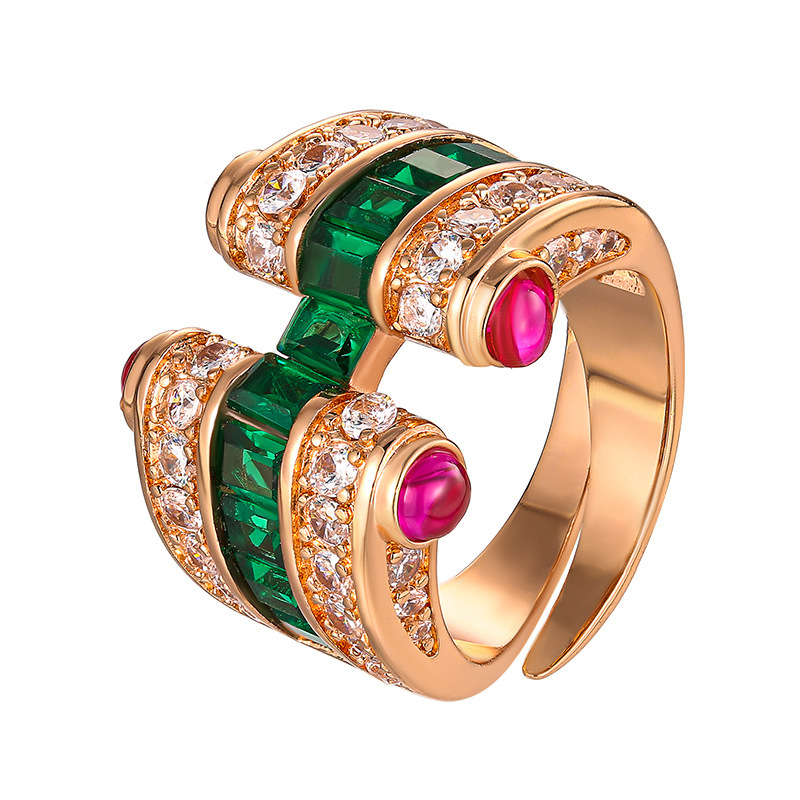 Französischer Retro Ring Mit Saphir Und Rubin Vergoldet_voghion.com