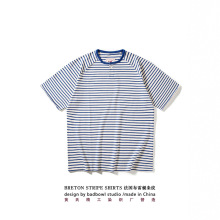黄氏织造|复古海魂衫男士亨利领短袖T恤重磅插肩袖宽松条纹T恤
