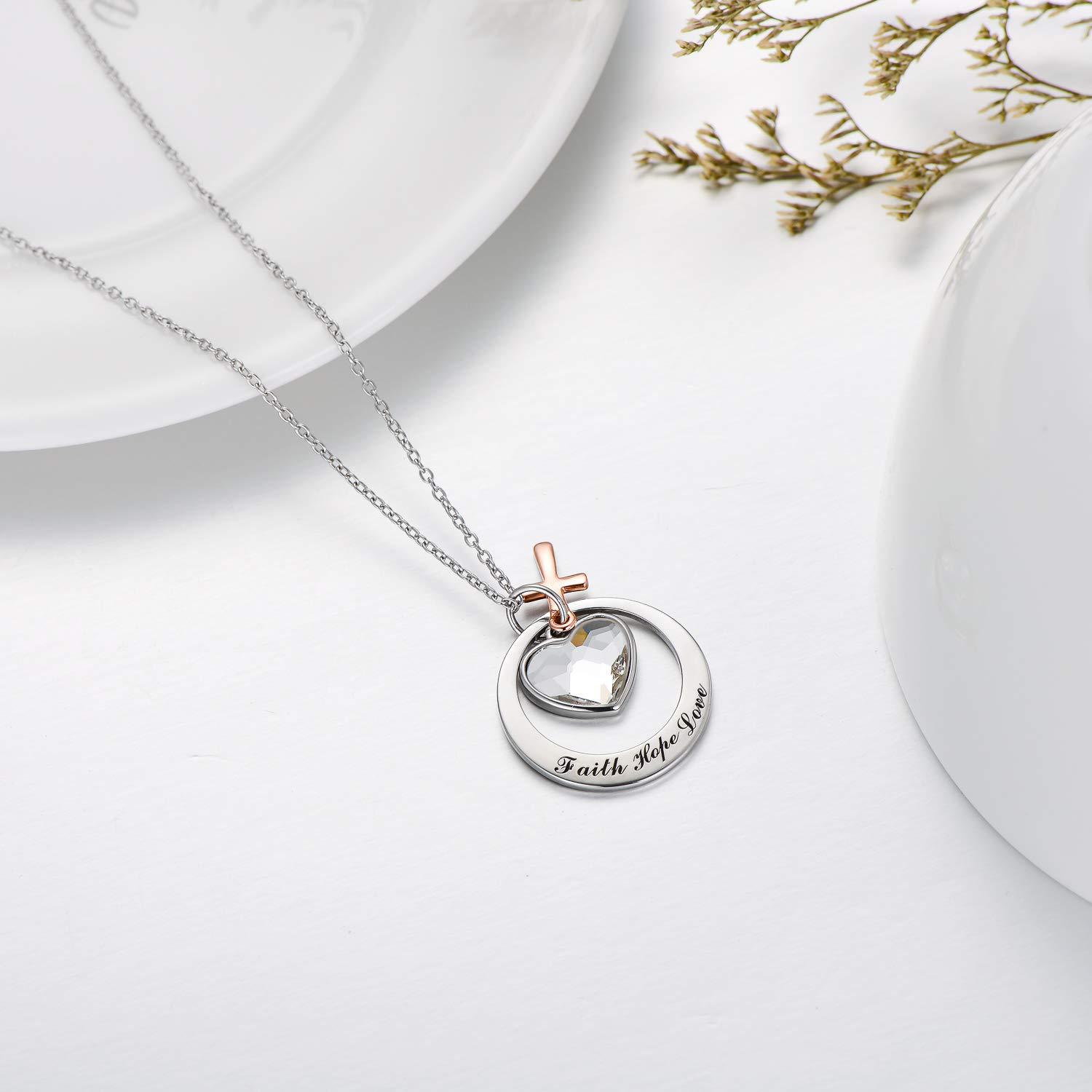 11g Weight PVD Coated Gold Plating Process 304 Stainless Steel Pendant Material Pendant Necklace Classification 304 Stainless Steel Chain Material 304 Stainless Steel Material Heart Shape Pattern Women's Gender Simple Style, Classic Style Style Bestseller Heart Shaped Crystal "Faith Hope Love" Stainless Steel Cross Pendant Necklace Unisex Polished Finish Geometric Pattern 7