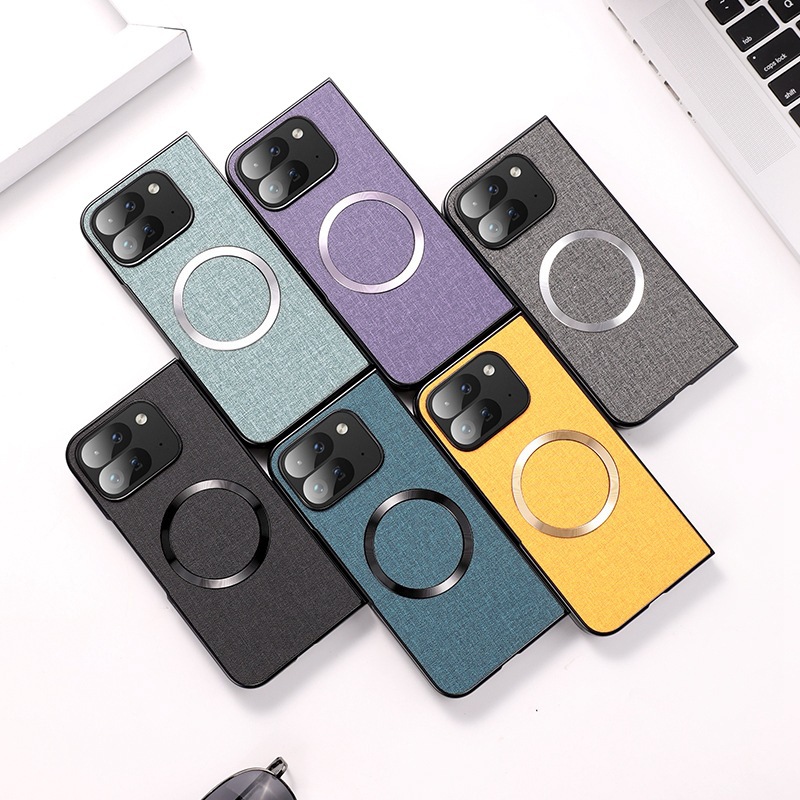 Newly applicable Google 10proFold folding mobile phone case Pixel9proFold business cloth pattern magnetic anti-fall case