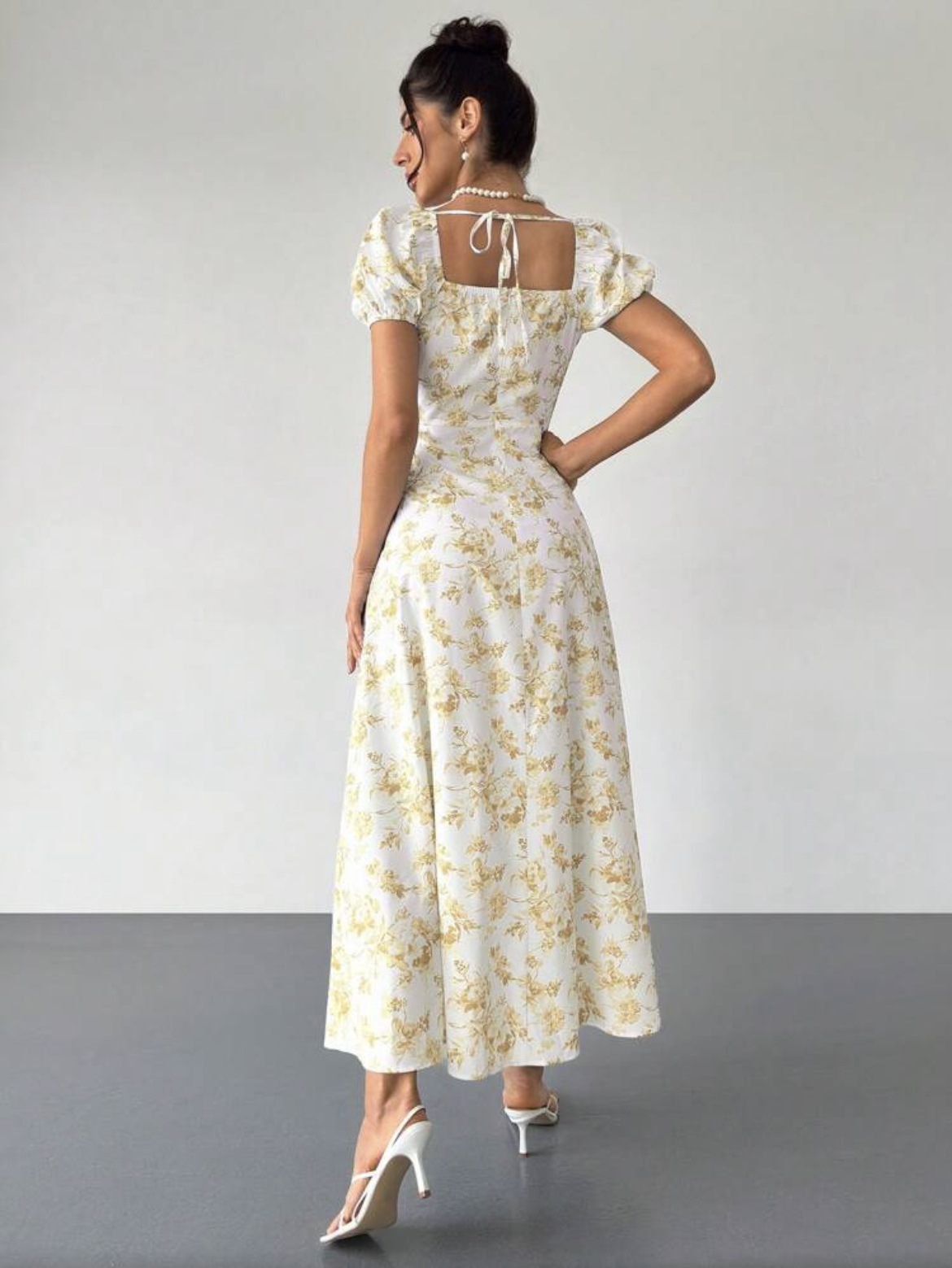 Women's Floral Print Short Sleeve Bodycon Flared Maxi Dress – Slim Fit Casual Summer Gown_ecoleips.com