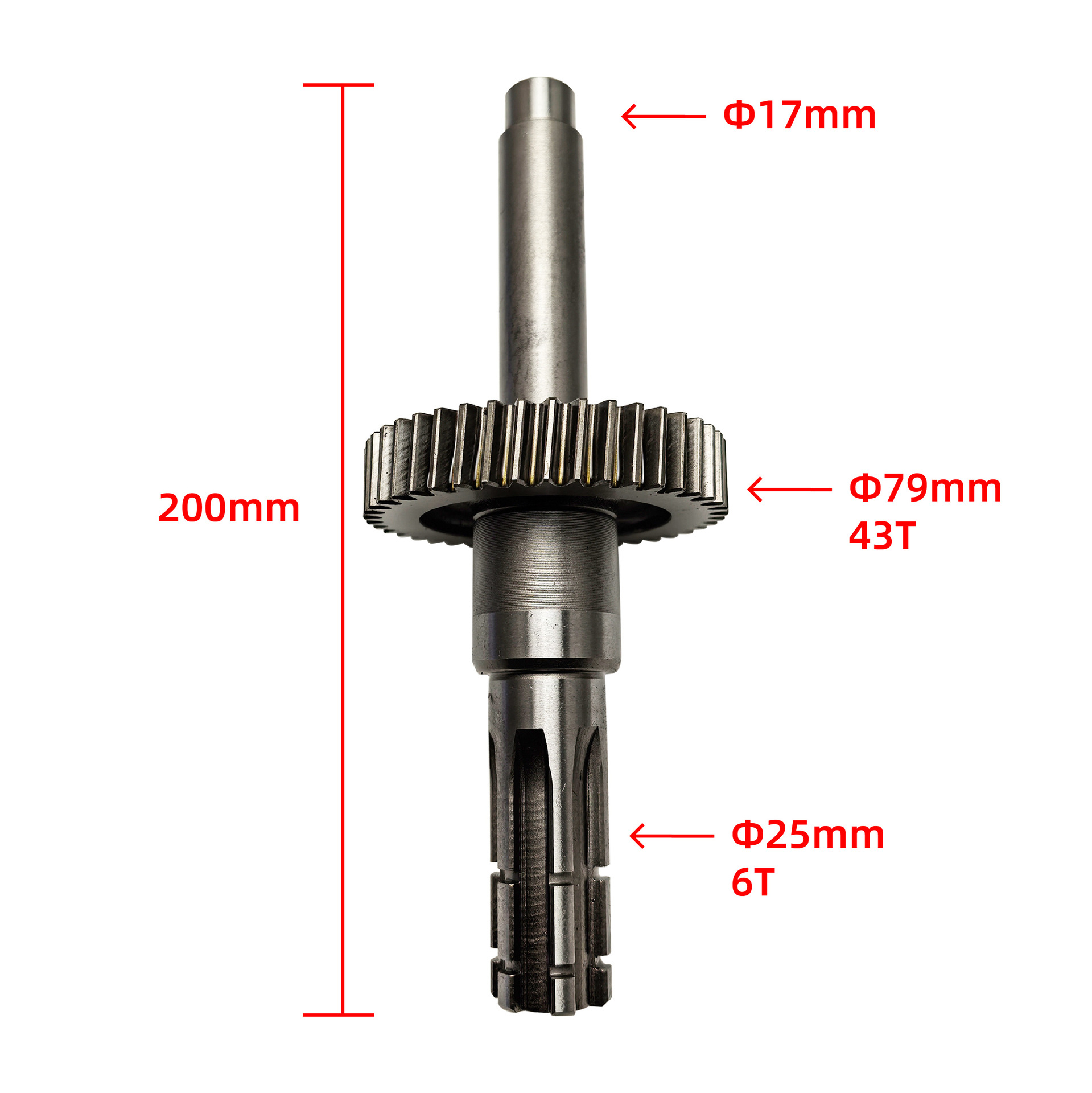 ATV go-kart engine gear output shaft and shift shaft assembly
