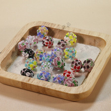 双色花瓣珠手链项链金沙绕丝饰品配件琉璃珠子散珠可批发珠宝