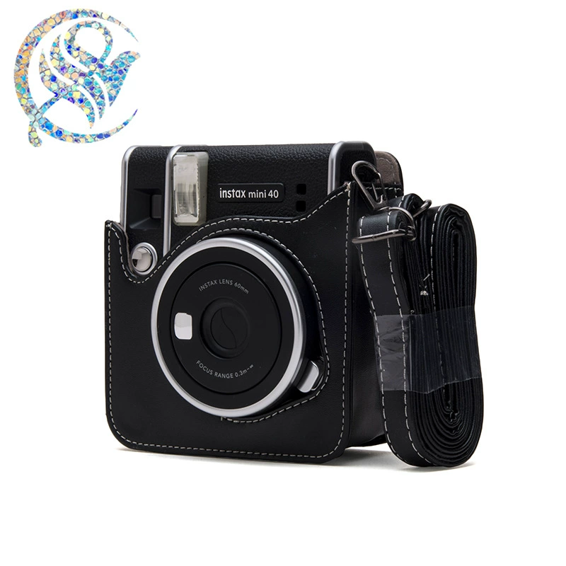 Защитный чехол для камеры (Polaroid) под камеры в стиле Instax — компактный с плечевым ремнем, черный/коричневый