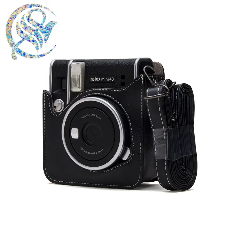 Защитный чехол для камеры (Polaroid) под камеры в стиле Instax — компактный с плечевым ремнем, черный/коричневый