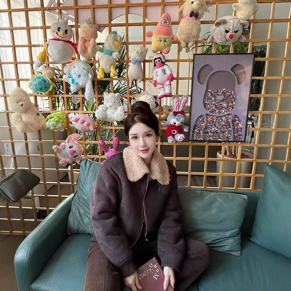 Пятно] MM элитная женская зимняя маленькая ароматная замшевая шерстяная воротник толстая куртка куртка женская волна