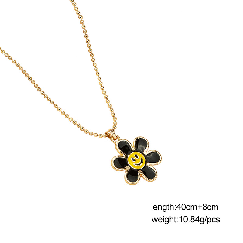 Fashion flower smiley alloy necklace wholesale