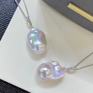 S925 Silver Buckle Large Baroque Colorful Freshwater Pearl Pendant Personalized Fashion Pearl Necklace
