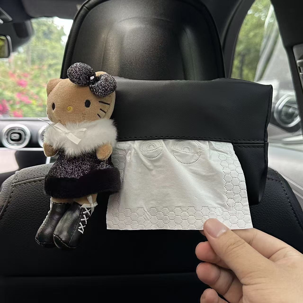 KT cat car tissue box, armrest box, car tissue cover, car tissue dispenser, car interior decoration accessories, cute for women