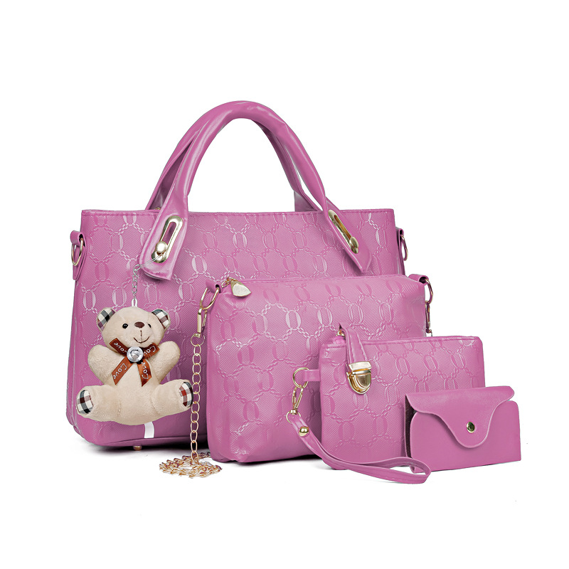 Bolsos populares para mujer 2025 nueva moda casual conjunto de cuatro piezas con diseño de oso, bolso para suegra, bolso de hombro, bandolera, bolso de mano para mujer, venta al por mayor