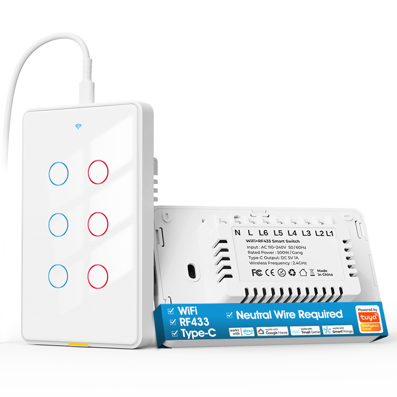 ワイヤレス wifi タッチスマートスイッチゼロファイアバージョンデュアルコントロール Tuya APP 音声タイミング壁米国標準スイッチライト|undefined
