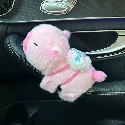 Car ornaments Cabi Bala Cute Plush - papa-car-ride-pink-capybara-with-bag