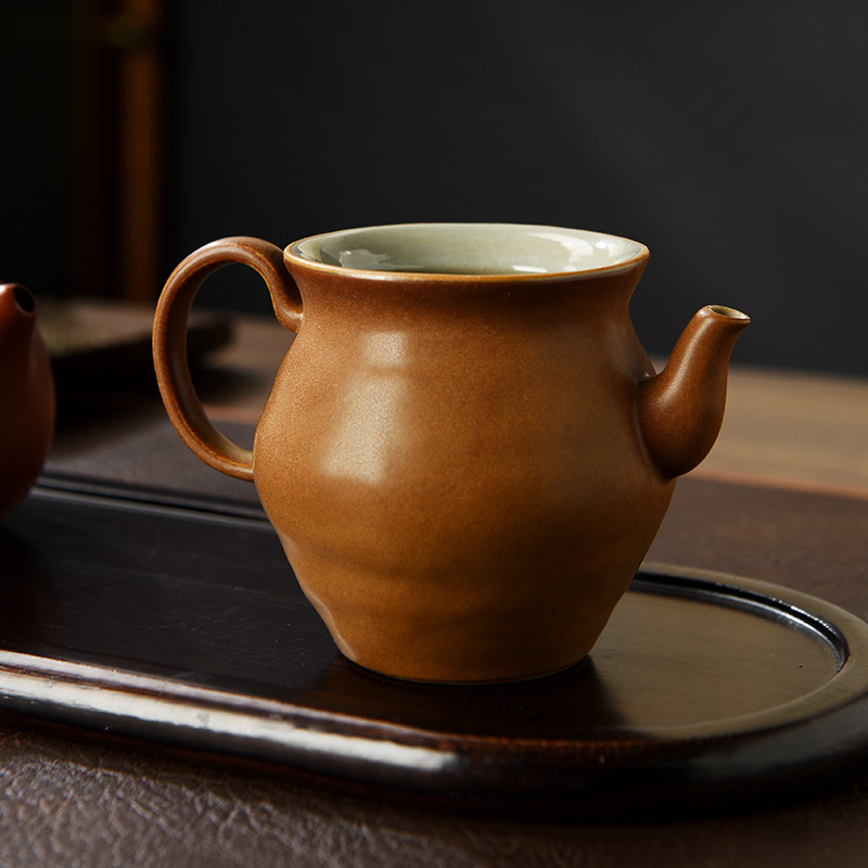 仿古功夫茶具帶把公道杯家用手工陶瓷茶器配件茶海單個茶具分茶器