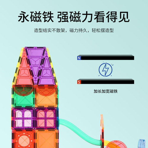 Wellbbplay color window magnetic sheet magnetic building blocks children's educational slide ball track splicing magnet toy