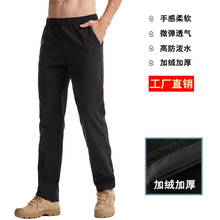 跨境货源户外抓绒冲锋裤男防水软壳滑雪裤加绒裤女防水情侣滑雪裤