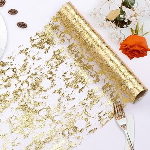 Cross-border special for bronzing red and purple foil table flag polyester mesh table decoration background decoration materials wedding atmosphere layout gifts