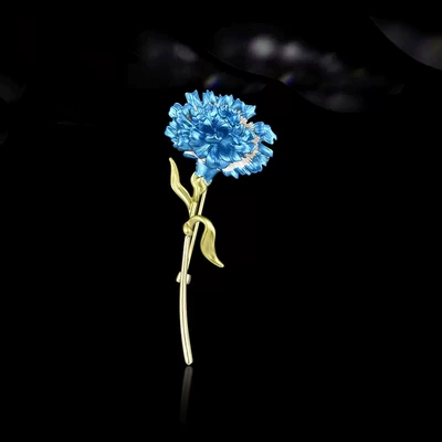 New Fashion Carnation Brooch High-end Women's Simple Elegant Enamel Plant Corsage Pin Suit Accessories (Yaxa sancaqları) - blue-carnation