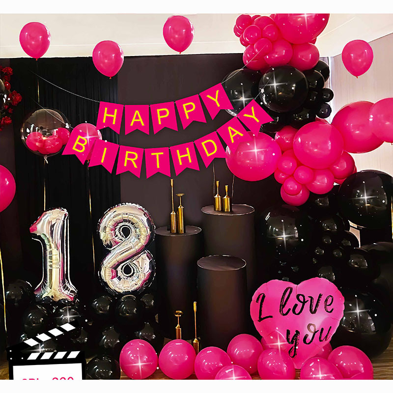 Feliz cumpleaños globo traje fiesta diseño 18 años de edad adulto ceremonia niños y niñas cumpleaños Fondo decoración de la pared globo