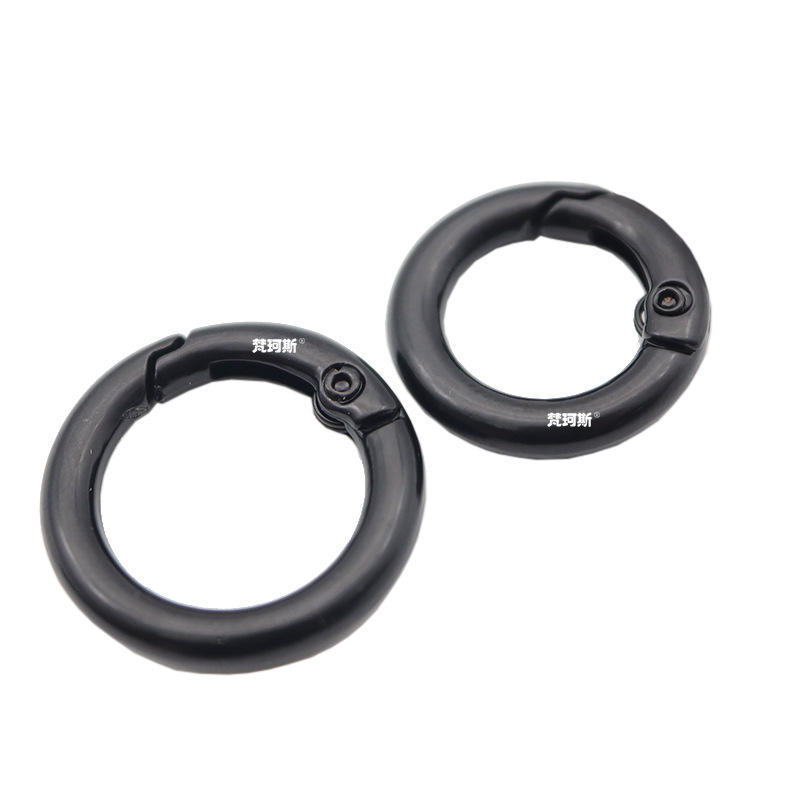 Hebilla de resorte negro electroforesis Anillo de resorte negro de una pulgada Bolsa de bricolaje Hebilla de anillo redondo Hardware de equipaje con llavero de 6 puntos image 6