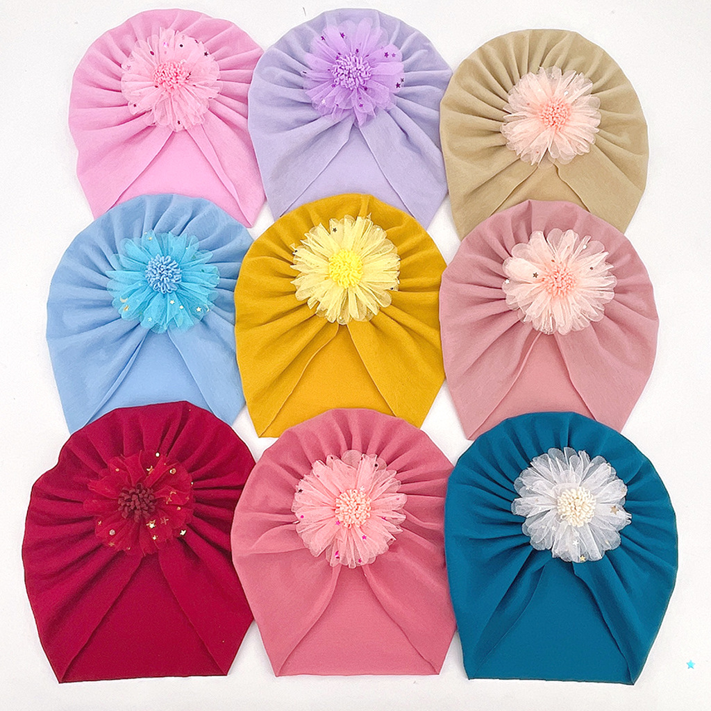 Baby Girl's Fashion Flower Net Yarn Baby Hat display picture 6