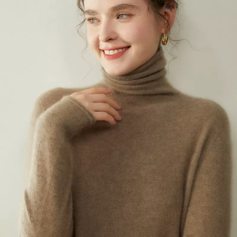 秋冬新款一线成衣baby小山羊绒衫女式堆堆领毛衣修身显瘦针织打底