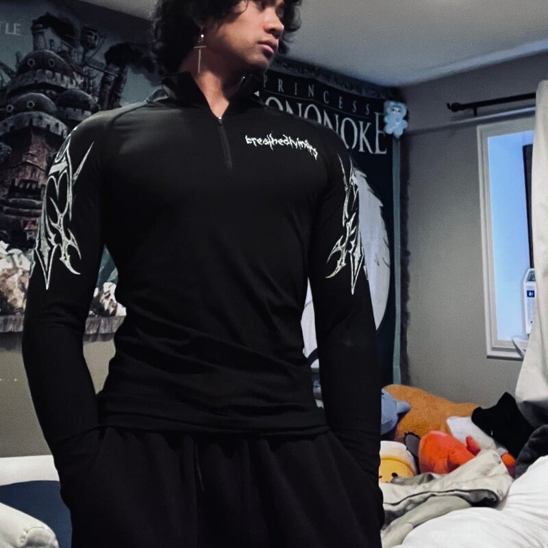 Breathedivinity Venom Dart American-Style Fitness Men's Half-Zip Training Slim-Fit Quick-Dry Long-Sleeve Cross-Border