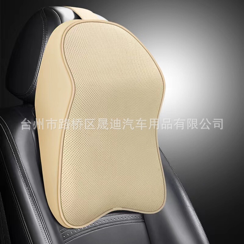 低反発素材のフルレザー製ヘッドレスト、大型、単品、メーカー直販、四季通用、横向き寝、運転席、首の保護|undefined
