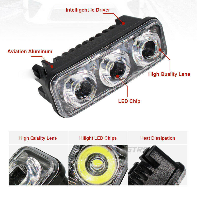 Fuente transfronteriza de automóviles LED lámpara de trabajo de aluminio grueso una sola fila 3LED 9W luces de techo todoterreno luces de motocicleta