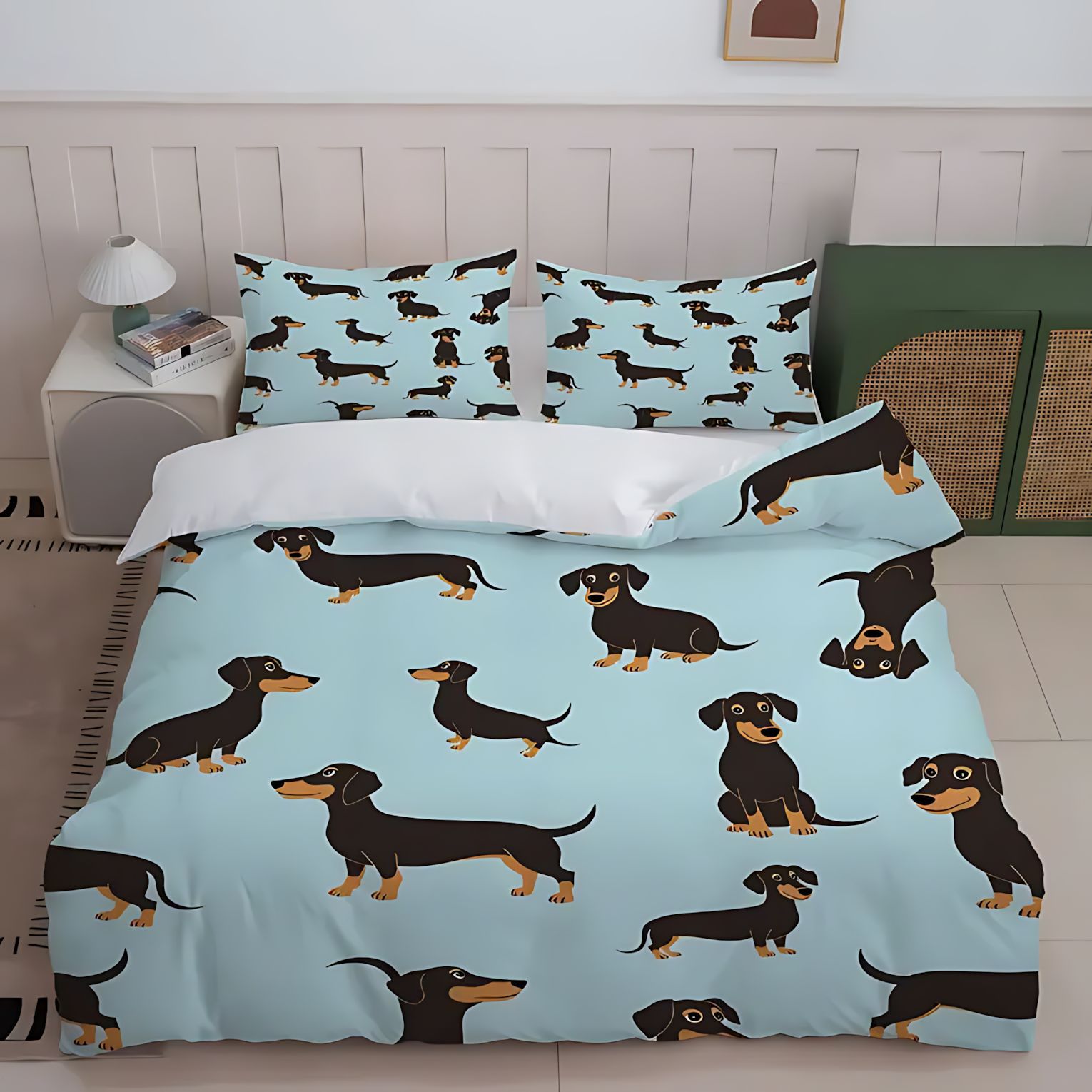 TEMU / JIT Cross-Border Little Salchich Theme HD Digital Printed Colchón Colchón Kit de cama