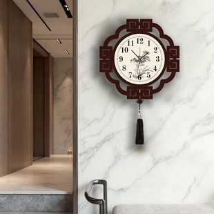 Chinese Wall Clock 2025 New Style Living Room Clock Wall Hanging Home Mute Clock High-end Light Luxury Punch-Free Quartz Clock
