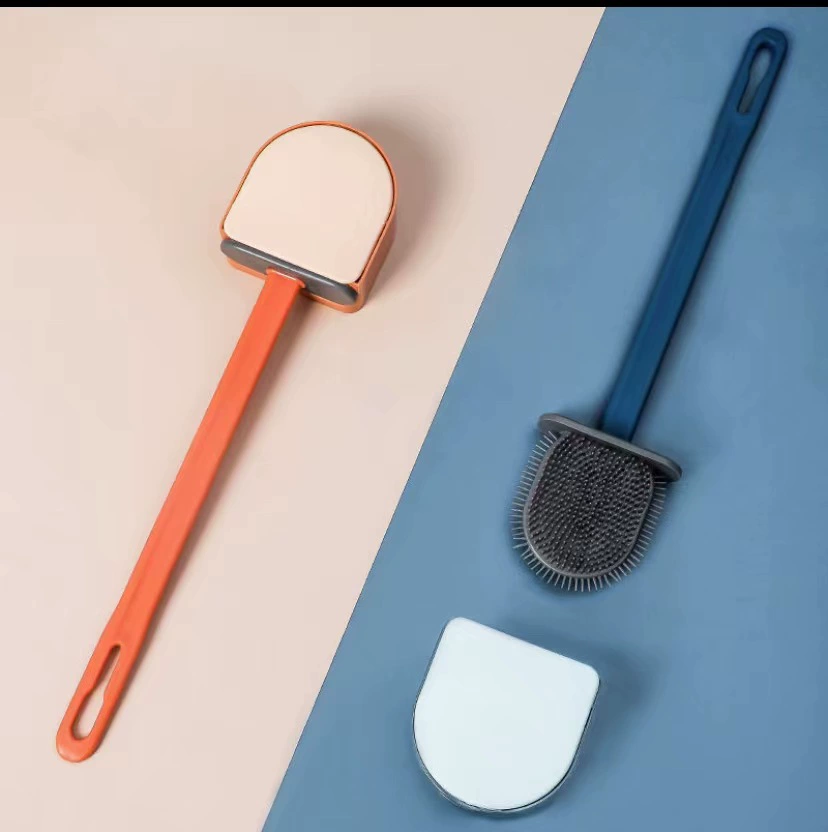 Ванная комната Креативная щетка для унитаза Без мертвого угла Бытовой туалет на приседаниях Туалет Настенный пол с длинной ручкой Силиконовая щетка для костюма