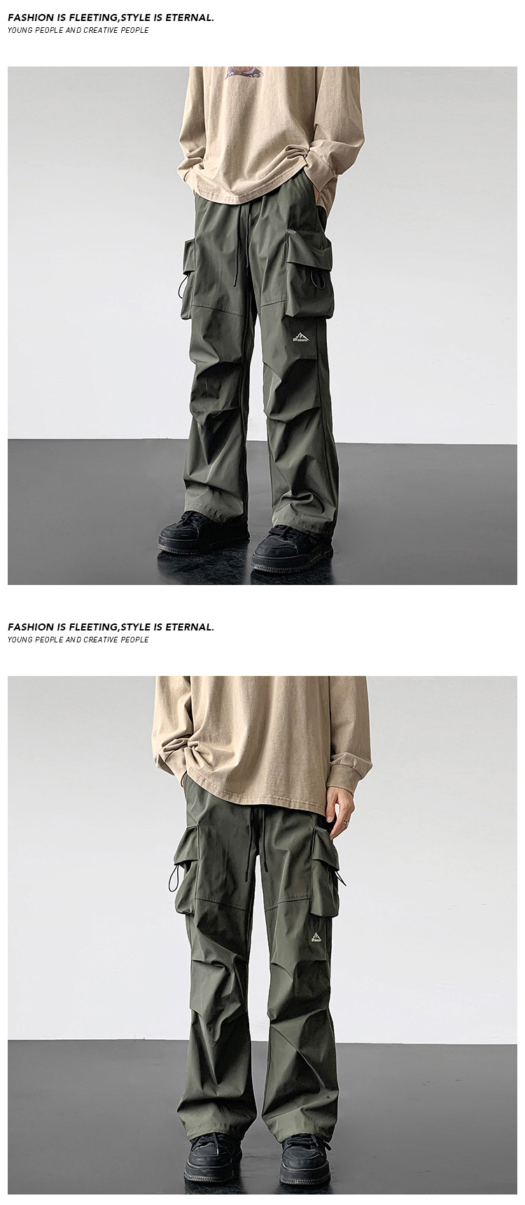 Men's Cargo Pants American Style Drawstring Jogger Sports Trousers_voghion.com