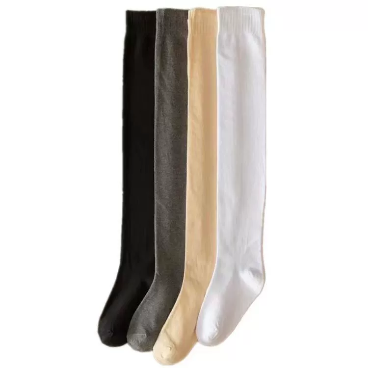 Knee socks, silicone non‑slip long demi‑season, one size, black/white/deep gray