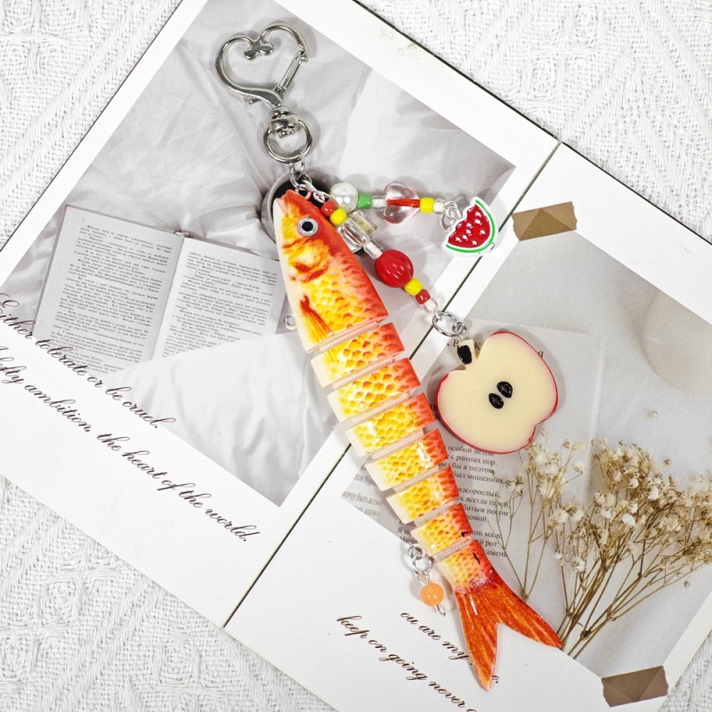 Creative Little Fish DIY Keychain Fish Keychain Fish Bait Handmade Beaded Keychain Backpack Pendant