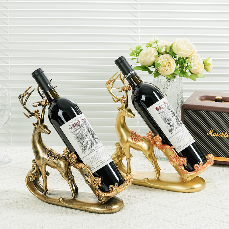 Creative Red Deer Wine Rack Ornaments High-end Light Luxury Living Room Wine Cabinet Crafts Home Entrance Decoration