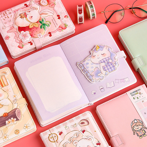 36k notebook, cute and super cute girl coloring pages, magnetic buckle book set, exquisite notebook, student stationery notebook